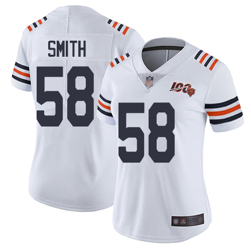 Bears #58 Roquan Smith White Alternate Women's Stitched Football Vapor Untouchable Limited 100th Season Jersey - Click Image to Close