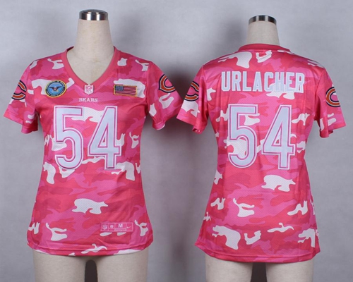 Nike Bears #54 Brian Urlacher Pink Women's Stitched NFL Elite Camo Fashion Jersey