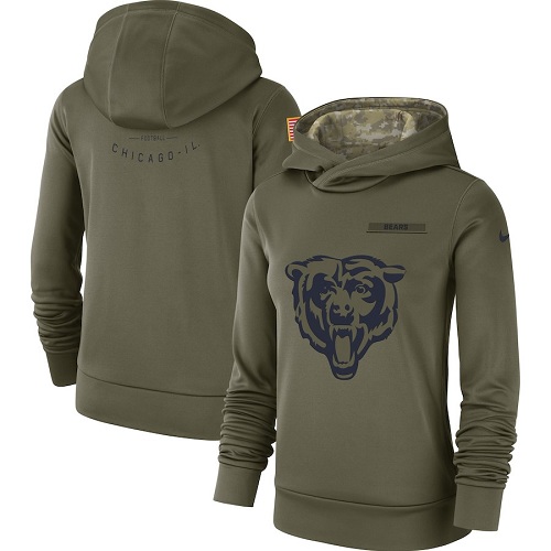 Women's Chicago Bears Nike Olive Salute to Service Sideline Therma Performance Pullover Hoodie