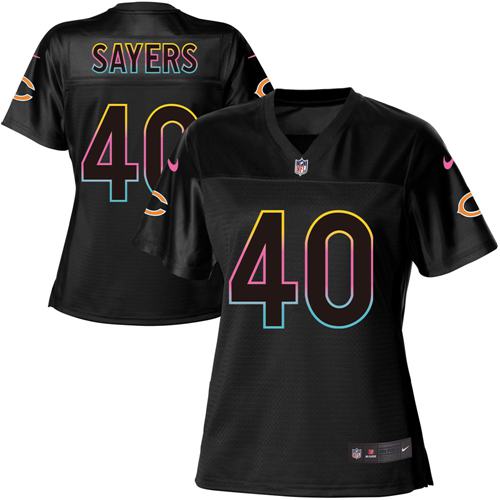 Nike Bears #40 Gale Sayers Black Women's NFL Fashion Game Jersey - Click Image to Close