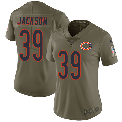 Nike Bears #39 Eddie Jackson Olive Women's Stitched NFL Limited 2017 Salute to Service Jersey - Click Image to Close