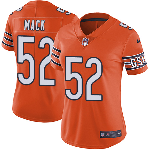 Nike Bears #52 Khalil Mack Orange Women's Stitched NFL Limited Rush Jersey - Click Image to Close