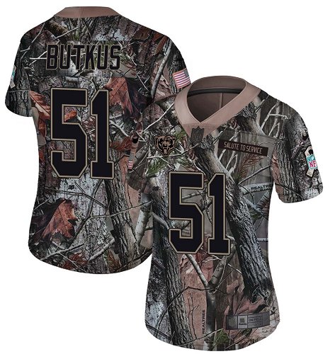 Nike Bears #51 Dick Butkus Camo Women's Stitched NFL Limited Rush Realtree Jersey