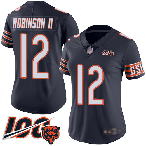 Bears #12 Allen Robinson II Navy Blue Team Color Women's Stitched Football 100th Season Vapor Limited Jersey