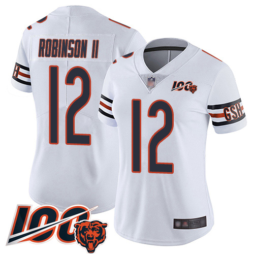 Bears #12 Allen Robinson II White Women's Stitched Football 100th Season Vapor Limited Jersey