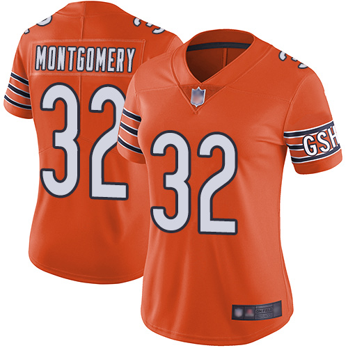 Bears #32 David Montgomery Orange Women's Stitched Football Limited Rush Jersey