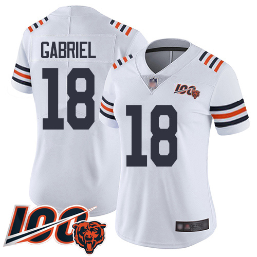 Bears #18 Taylor Gabriel White Alternate Women's Stitched Football Vapor Untouchable Limited 100th Season Jersey