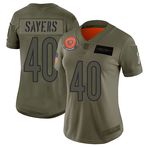 Bears #40 Gale Sayers Camo Women's Stitched Football Limited 2019 Salute to Service Jersey