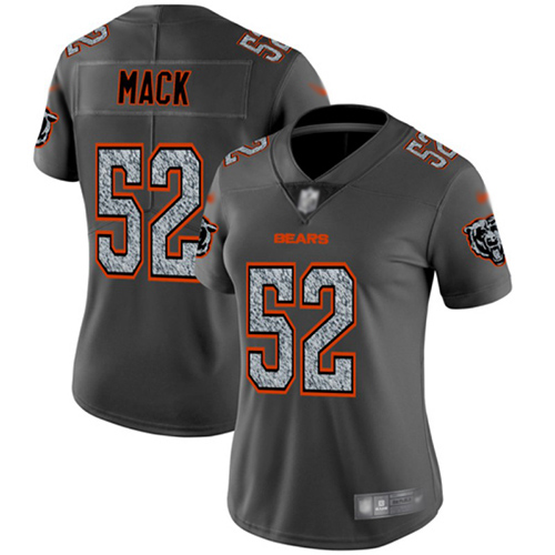 Bears #52 Khalil Mack Gray Static Women's Stitched Football Vapor Untouchable Limited Jersey