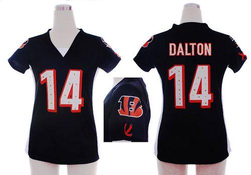 Nike Bengals #14 Andy Dalton Black Team Color Draft Him Name & Number Top Women's Stitched NFL Elite Jersey