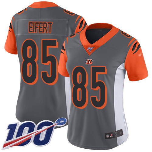 Bengals #85 Tyler Eifert Silver Women's Stitched Football Limited Inverted Legend 100th Season Jersey