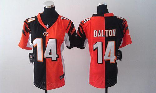 Nike Bengals #14 Andy Dalton Orange/Black Women's Stitched NFL Elite Split Jersey