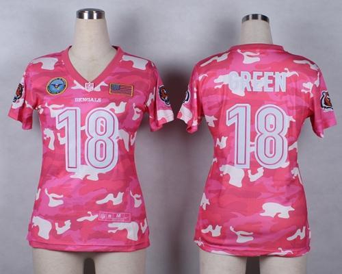 Nike Bengals #18 A.J. Green Pink Women's Stitched NFL Elite Camo Fashion Jersey