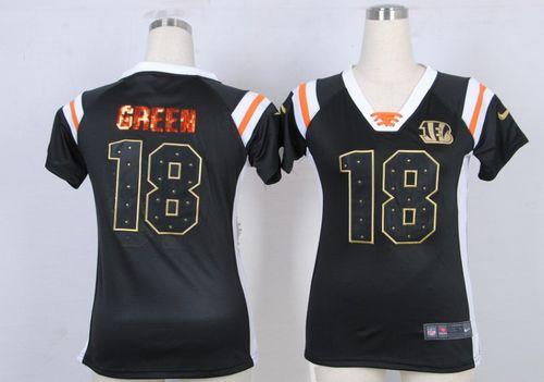 Nike Bengals #18 A.J. Green Black Team Color Women's Stitched NFL Elite Draft Him Shimmer Jersey