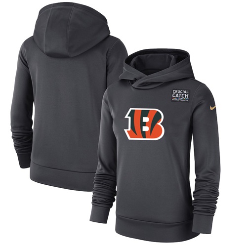 Women's Cincinnati Bengals Nike Anthracite Crucial Catch Performance Pullover Hoodie