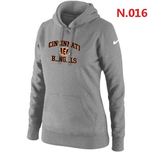 Women's Nike Cincinnati Bengals Heart & Soul Pullover Hoodie Grey - Click Image to Close