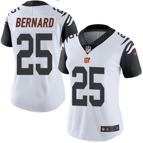 Nike Bengals #25 Giovani Bernard White Women's Stitched NFL Limited Rush Jersey - Click Image to Close