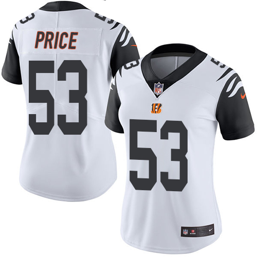 Nike Bengals #53 Billy Price White Women's Stitched NFL Limited Rush Jersey