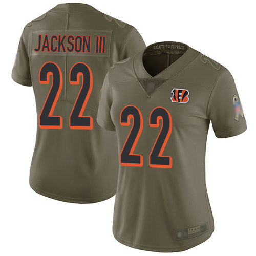 Bengals #22 William Jackson III Olive Women's Stitched Football Limited 2017 Salute to Service Jersey - Click Image to Close