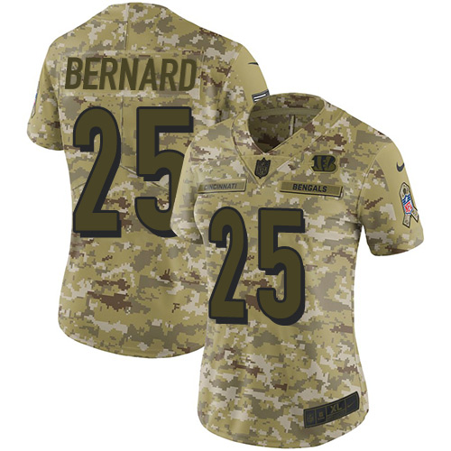 Nike Bengals #25 Giovani Bernard Camo Women's Stitched NFL Limited 2018 Salute to Service Jersey - Click Image to Close