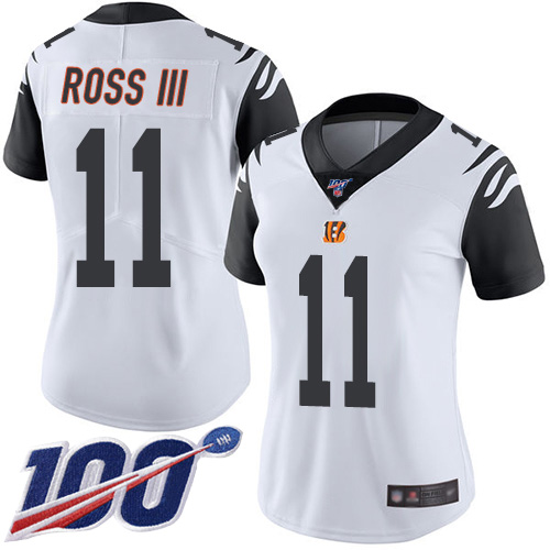 Bengals #11 John Ross III White Women's Stitched Football Limited Rush 100th Season Jersey