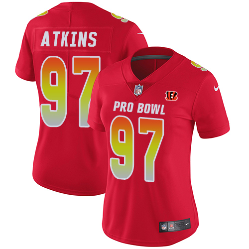 Nike Bengals #97 Geno Atkins Red Women's Stitched NFL Limited AFC 2018 Pro Bowl Jersey - Click Image to Close