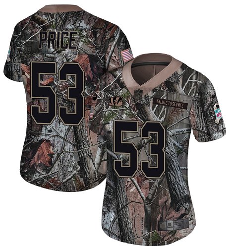 Nike Bengals #53 Billy Price Camo Women's Stitched NFL Limited Rush Realtree Jersey