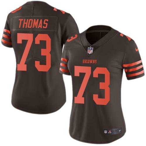 Nike Browns #73 Joe Thomas Brown Women's Stitched NFL Limited Rush Jersey - Click Image to Close