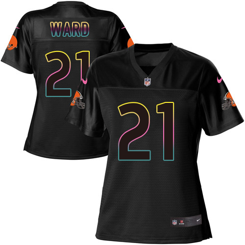 Nike Browns #21 Denzel Ward Black Women's NFL Fashion Game Jersey - Click Image to Close