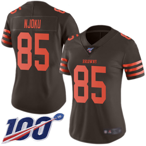 Browns #85 David Njoku Brown Women's Stitched Football Limited Rush 100th Season Jersey