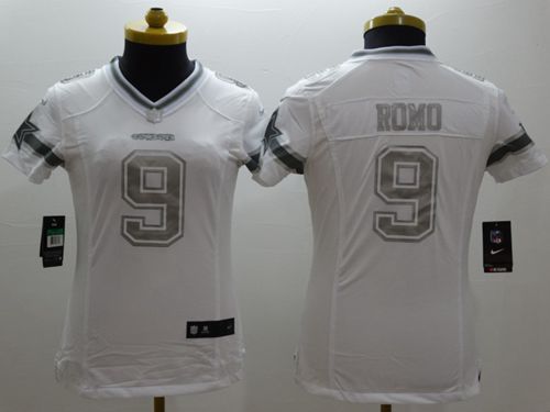 Nike Cowboys #9 Tony Romo White Women's Stitched NFL Limited Platinum Jersey