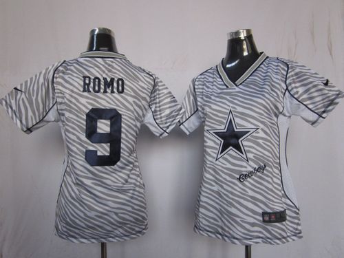 Nike Cowboys #9 Tony Romo Zebra Women's Stitched NFL Elite Jersey