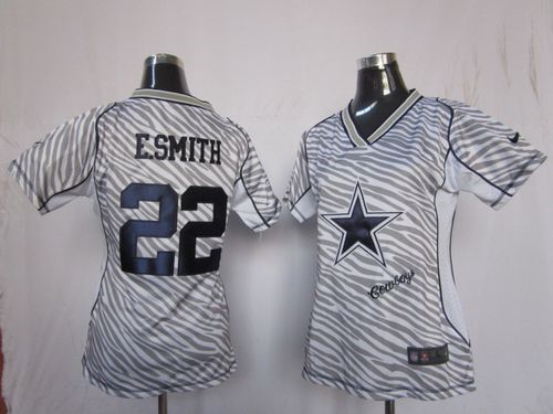 Nike Cowboys #22 Emmitt Smith Zebra Women's Stitched NFL Elite Jersey