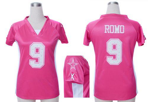 Nike Cowboys #9 Tony Romo Pink Draft Him Name & Number Top Women's Stitched NFL Elite Jersey