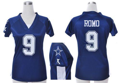 Nike Cowboys #9 Tony Romo Navy Blue Team Color Draft Him Name & Number Top Women's Stitched NFL Elite Jersey