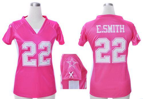 Nike Cowboys #22 Emmitt Smith Pink Draft Him Name & Number Top Women's Stitched NFL Elite Jersey