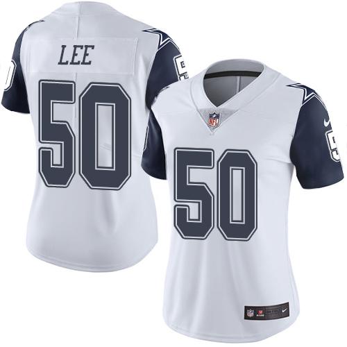 Nike Cowboys #50 Sean Lee White Women's Stitched NFL Limited Rush Jersey