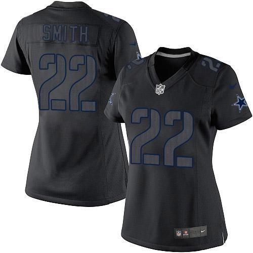 Nike Cowboys #22 Emmitt Smith Black Impact Women's Stitched NFL Limited Jersey - Click Image to Close