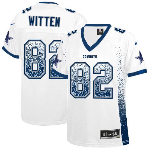 Nike Cowboys #82 Jason Witten White Women's Stitched NFL Elite Drift Fashion Jersey - Click Image to Close