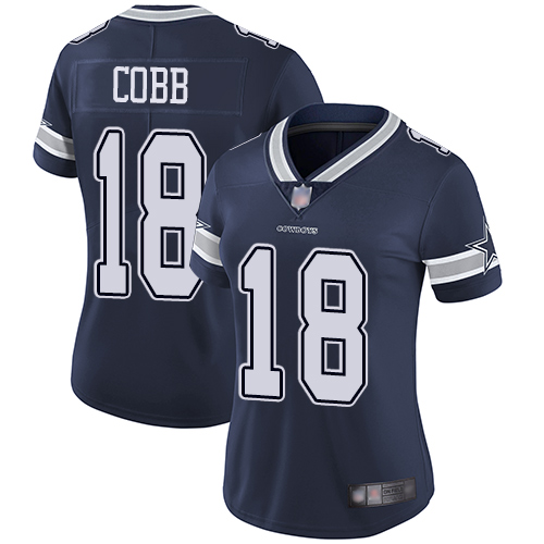 Nike Cowboys #18 Randall Cobb Navy Blue Team Color Women's Stitched NFL Vapor Untouchable Limited Jersey - Click Image to Close