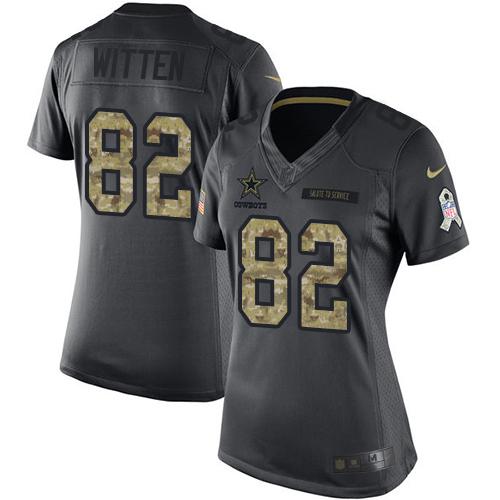 Nike Cowboys #82 Jason Witten Black Women's Stitched NFL Limited 2016 Salute to Service Jersey - Click Image to Close