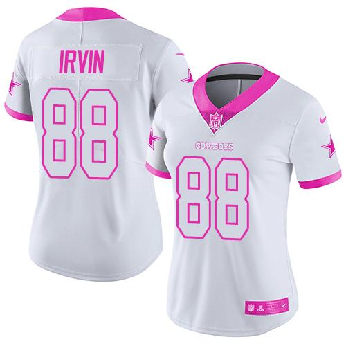 Nike Cowboys #88 Michael Irvin White/Pink Women's Stitched NFL Limited Rush Fashion Jersey