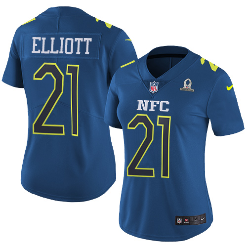 Nike Cowboys #21 Ezekiel Elliott Navy Women's Stitched NFL Limited NFC 2017 Pro Bowl Jersey