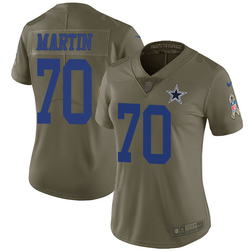 Nike Cowboys #70 Zack Martin Olive Women's Stitched NFL Limited 2017 Salute to Service Jersey - Click Image to Close