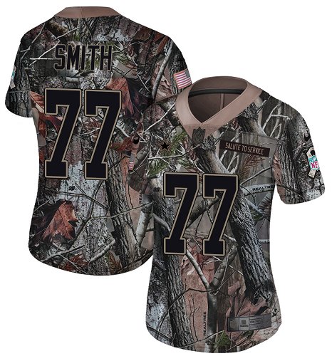 Nike Cowboys #77 Tyron Smith Camo Women's Stitched NFL Limited Rush Realtree Jersey