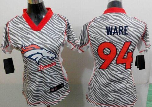 Nike Broncos #94 DeMarcus Ware Zebra Women's Stitched NFL Elite Jersey