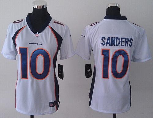 Nike Broncos #10 Emmanuel Sanders White Women's Stitched NFL New Elite Jersey