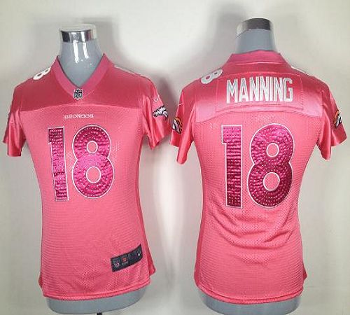 Nike Broncos #18 Peyton Manning Pink Sweetheart Women's Stitched NFL Elite Jersey