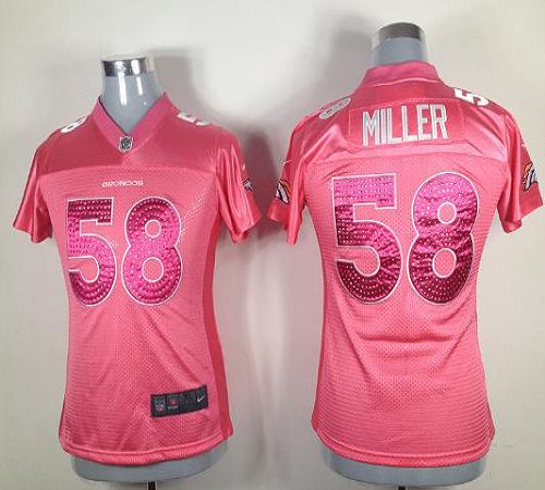 Nike Broncos #58 Von Miller Pink Sweetheart Women's Stitched NFL Elite Jersey