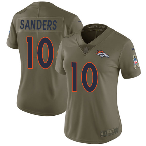 Nike Broncos #10 Emmanuel Sanders Olive Women's Stitched NFL Limited 2017 Salute to Service Jersey - Click Image to Close